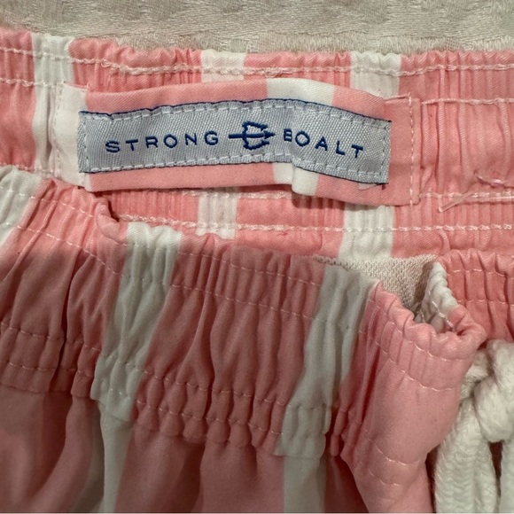 Strong boalt Pink and White Striped lined swim shorts - Picture 5 of 6